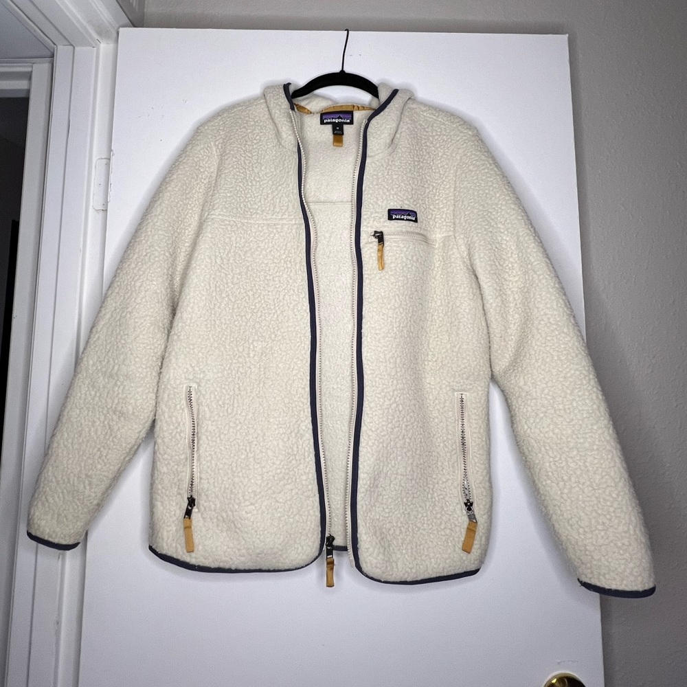 Women’s Retro Pile Fleece Hoody, cream - Picture 4 of 8